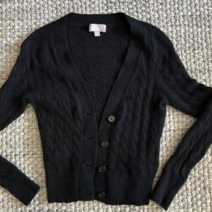 J. Crew Cashmere Cropped cable-knit V-neck cardigan sweater